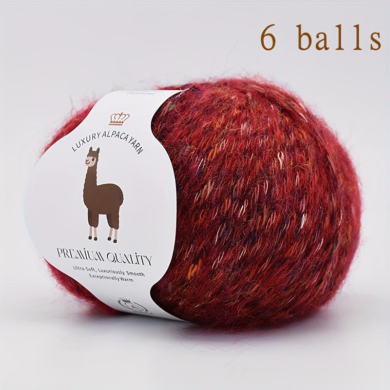 6 Hair Yarn (Wool) - Soft Warm Winter Knitting & Crochet Thread Suitable for Sweaters Hats Gloves Wine300g Total