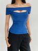 Chic One-Shoulder Hollow Short-Sleeve Women's Slim-Fit T-Shirt