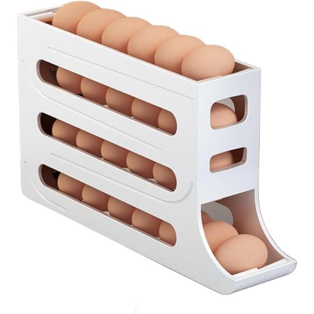 4 Tiers Egg Holder Automatic Rolling Egg Dispenser For Refrigerator Organizer Eggs Storage Container for Countertop