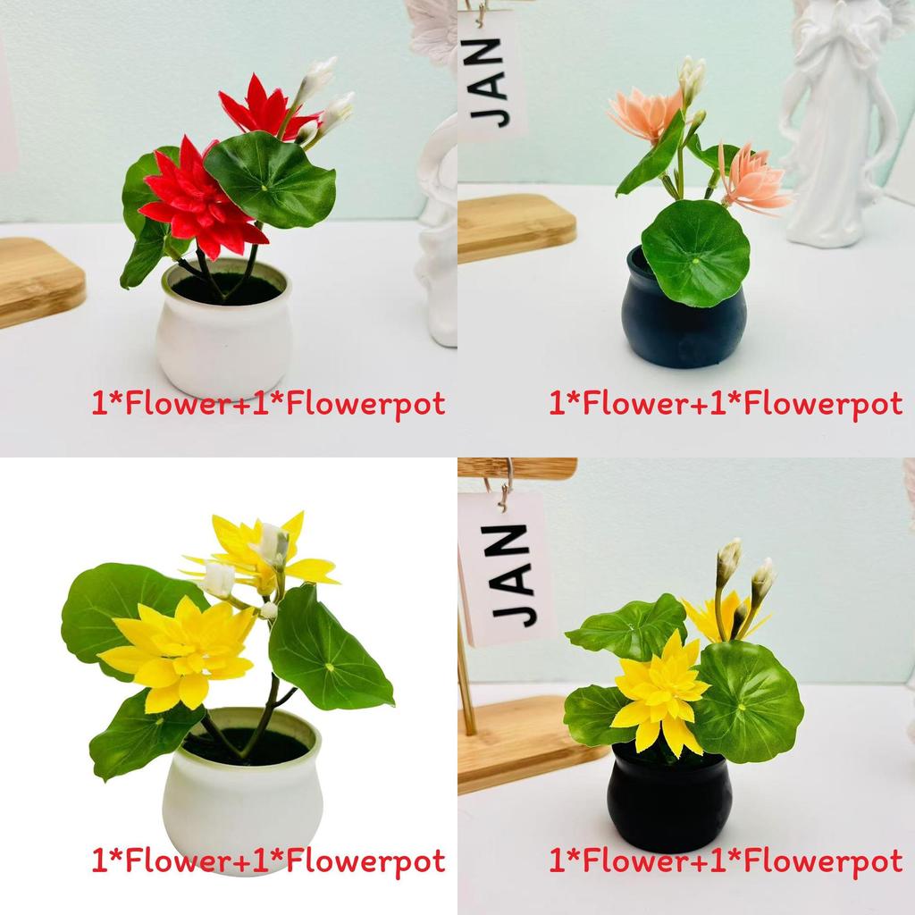 Artificial Lotus Potted Plant With Injection Molded Craft For Home Decoration