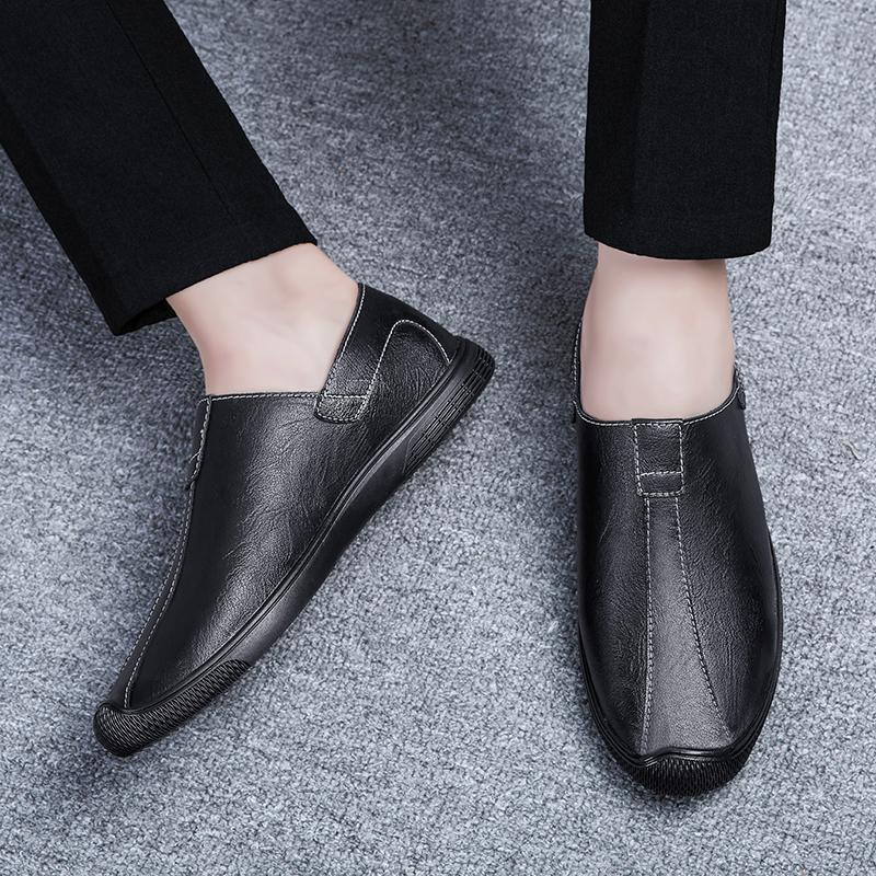 Genuine Leather Men Loafers Moccasins Men Business Dress Shoes Handmade Leather Shoes Men Flats