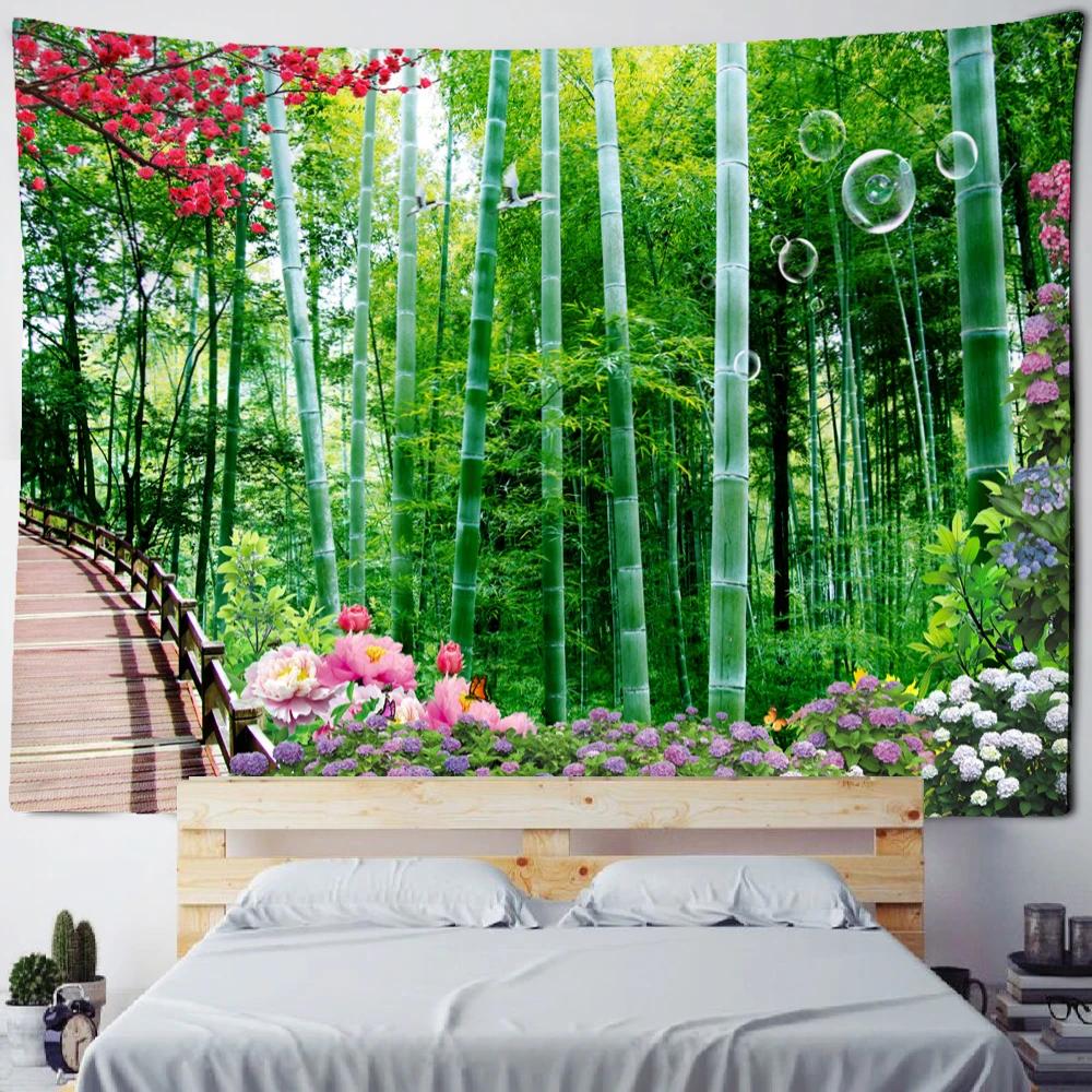 Bamboo Forest Flying Pigeon Path Tapestry Wall Hanging Hippie Tapiz Psychedelic Mystery Simple Natural Home Decor