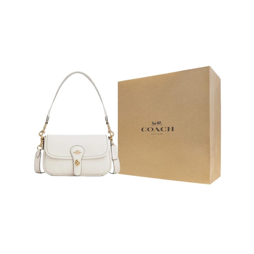 Coach Hadley 25 Metal Logo Turnlock Closure Leather Crossbody Shoulder Bag Medium Women Bags White CY683-IMCHK