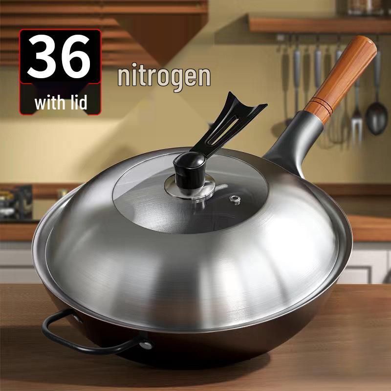 Zhangqiu Traditional Non-stick Cast Iron Wok - Coating-Free Stir-fry Pan for Home and Commercial Gas Stoves
