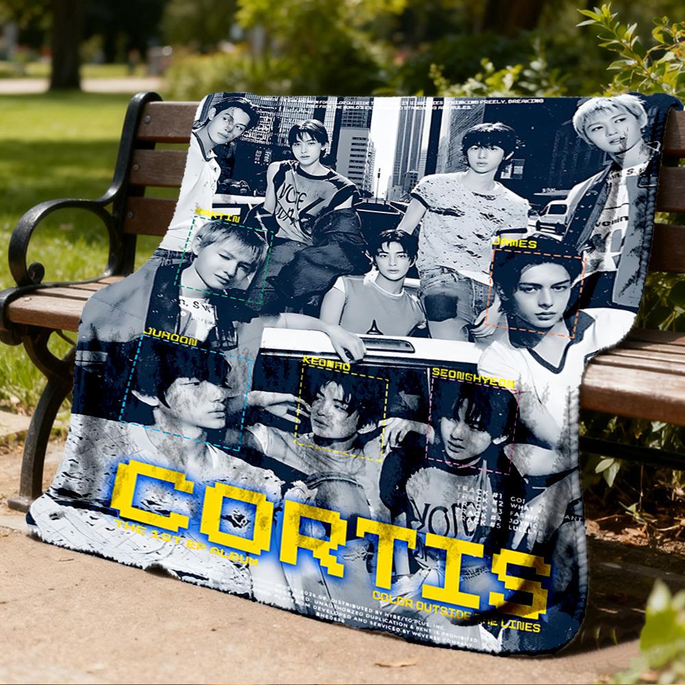 1pc K Pop, Cortis Outdoor Personalized Flannel Blanket, Soft, Lightweight Personalized Flannel Blanket, Digital Printing,