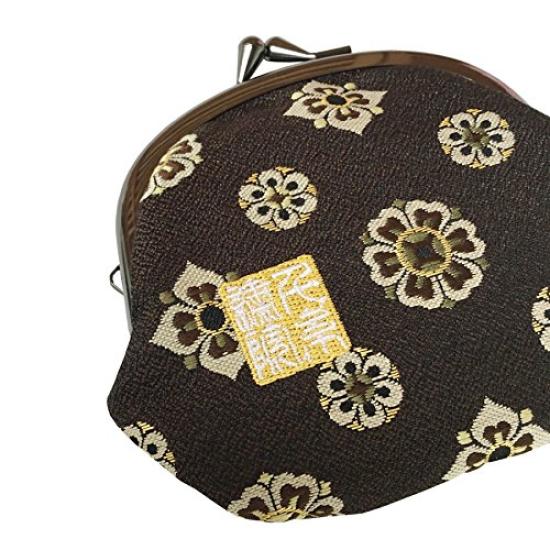 Senshishuin Gold Brocade Clasp Round Purse Hanabishi Nishijin-ori 3.5-inch Wallet/Coin (with lining) (Shoso crest)