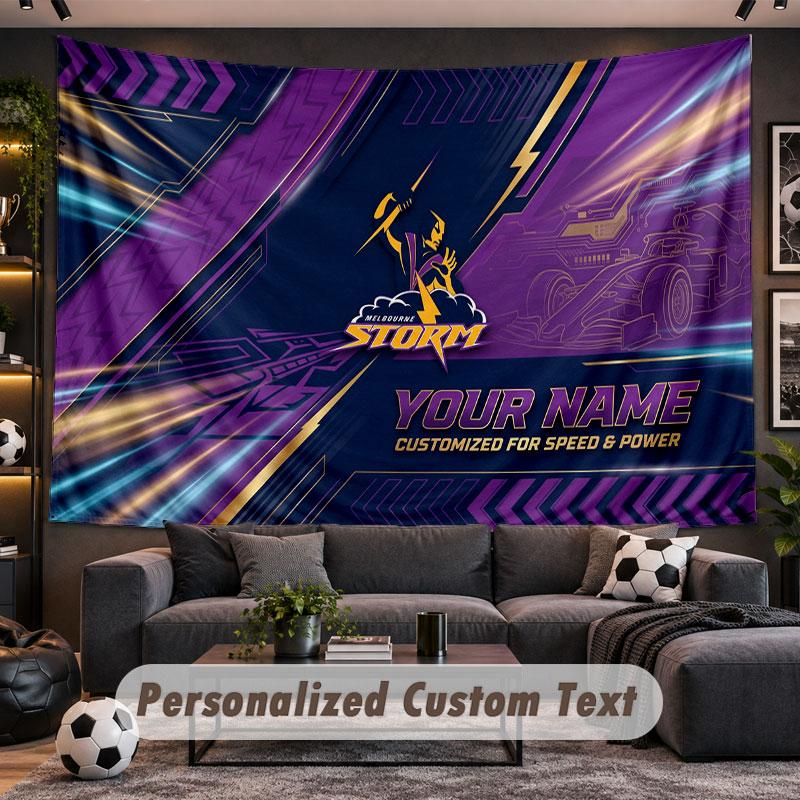 Wall Hanging Tapestry Custom NameMelbourne Storm Pattern Personalized Printed Fabric Wall Decor