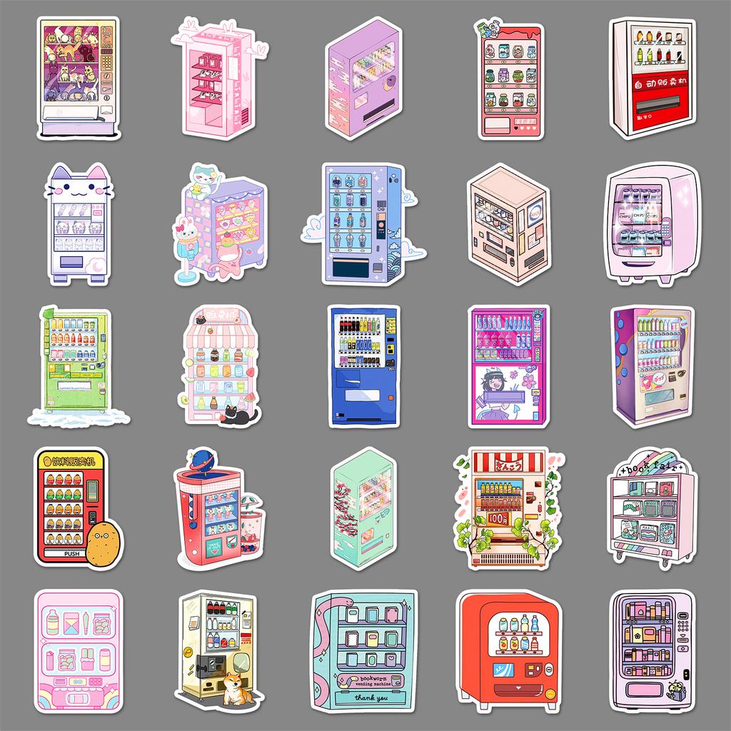 50 Cartoon Vending Machine Graffiti Stickers Personalized Creative Hand Account Decoration Mobile Phone Case Water Cup Stationery Stickers