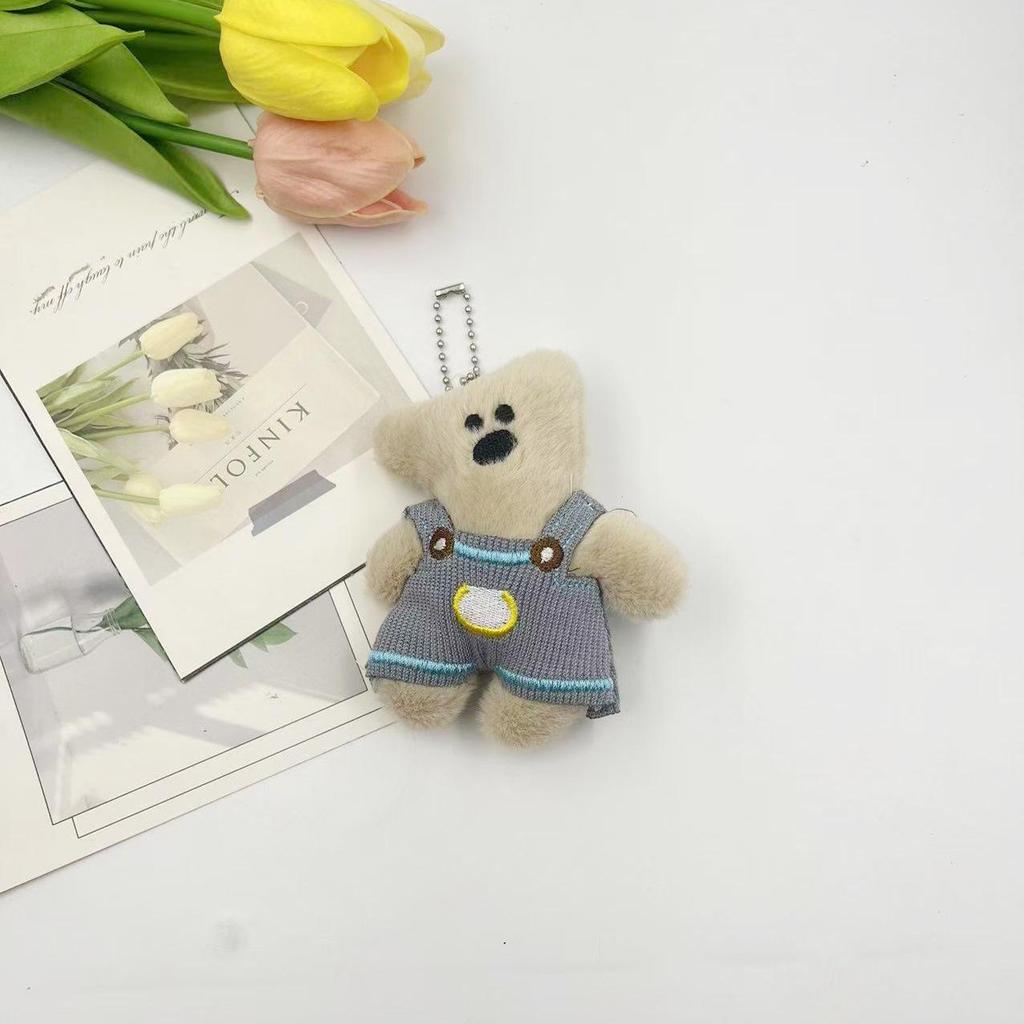 Wearable Silly Bean Bear Plush Toy Accessories - Tilted Head Little Bear Doll Bag Pendant for DIY Clothing Decoration.