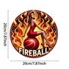 1PC Fireball Themed Metal Round Wall Sign, HD 2D Print Art Decor for Bedroom Living Room