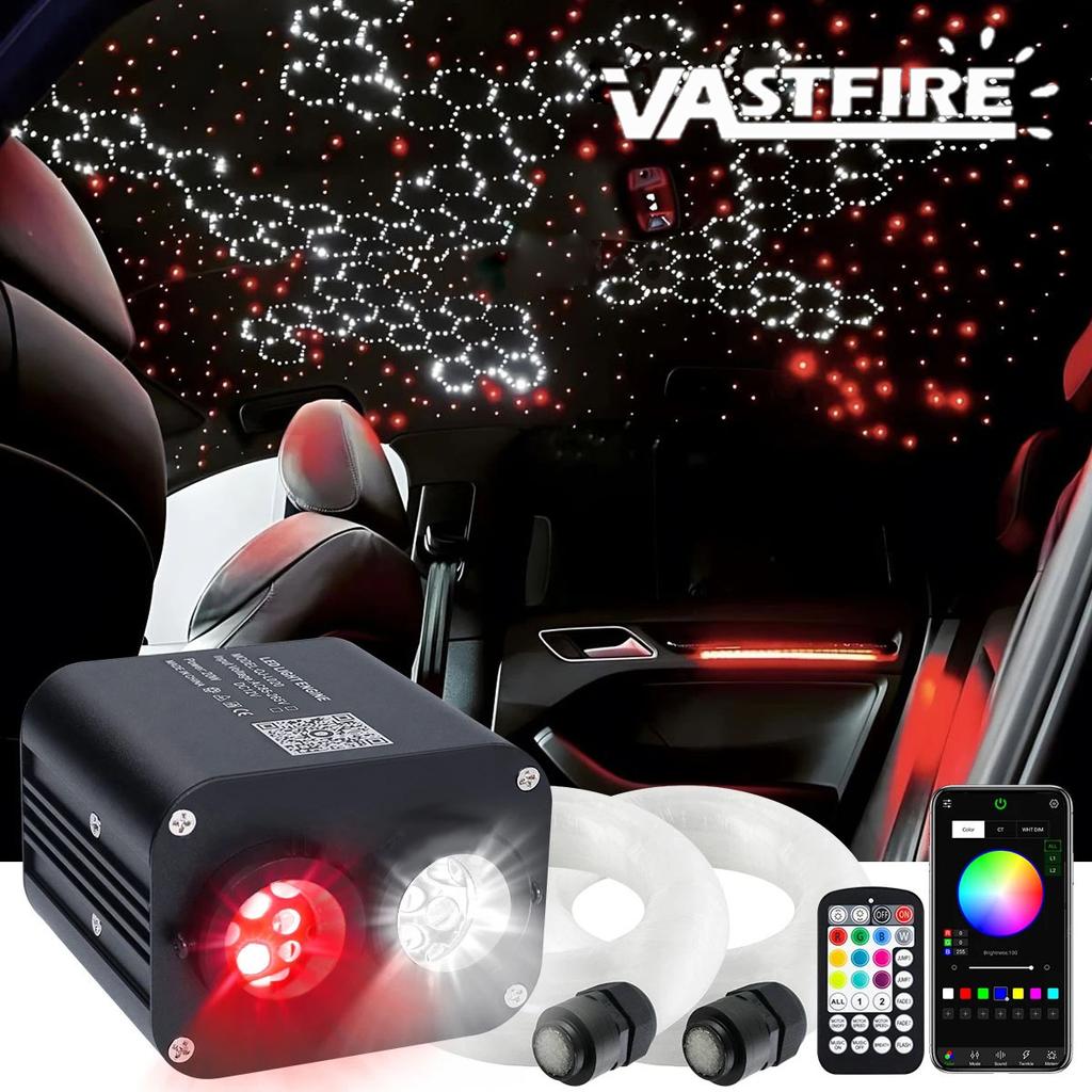 20W RGBW Twinkle Double Head Car Starry Sky Music Control Car Roof Star Fiber Optic Star Ceiling Kit Smart APP Fiber Optic Light