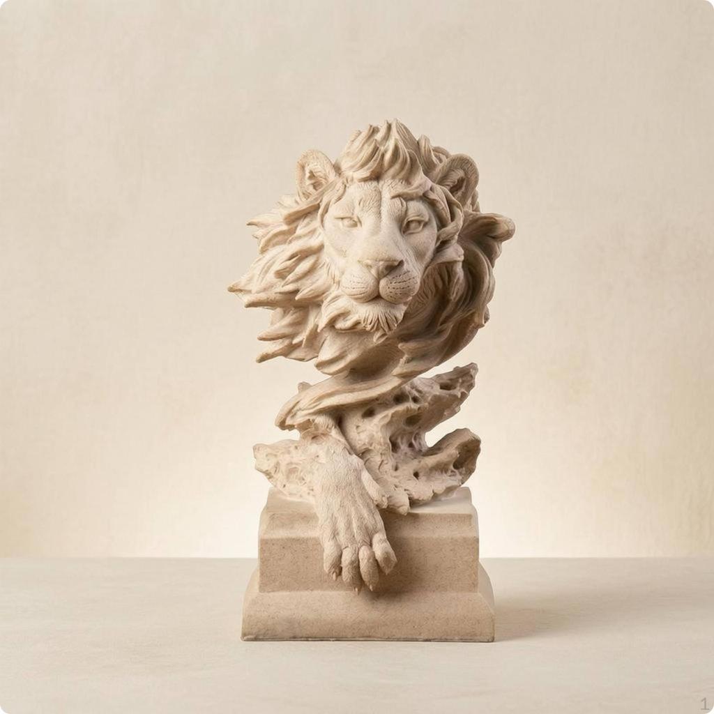 Statua Astratta di Leone con Criniera Stratificata Figurine in Resina Decorazione per la Casa per Libreria, Vetrina per Bevande