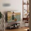 Solid Wood Mobile TV Floor Stand with Wheels