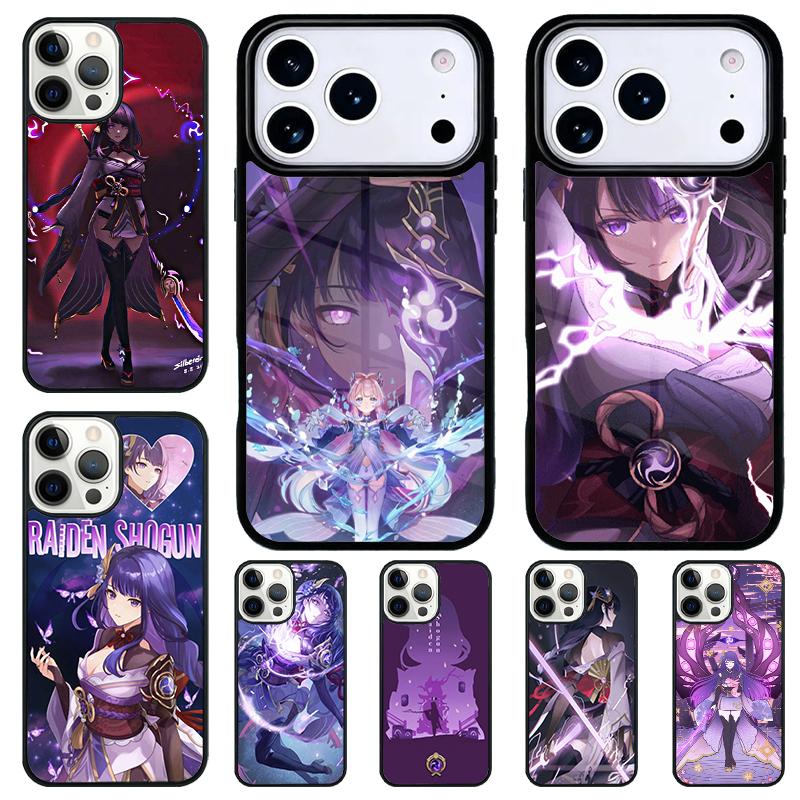 Genshin Impact Raiden Shogun Phone Case for iPhone 17 Air 16 15 11 12 14 13 Pro Max Shockproof Cover