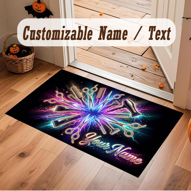 Decorative Artwork Theme Soft Crystal Velvet Rug Custom Name & Text Print Non Slip Floor Rug for Bedroom Living Room