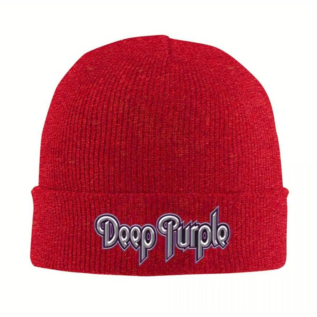 Deep Purple Beanie Hats Text Knitting Hat Hippie Warm Soft Men Women Caps Autumn Winter Custom Casual Bonnet Hats Gift