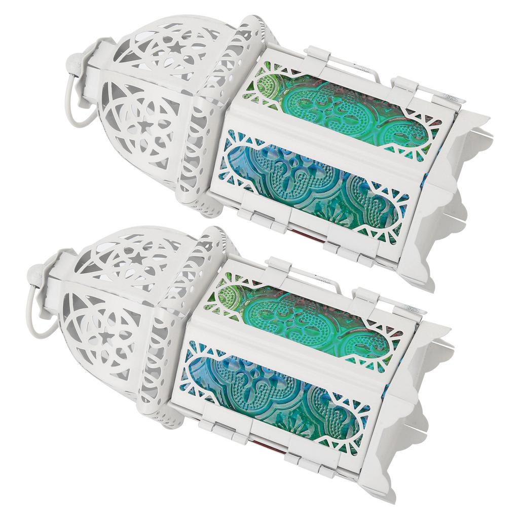 2Pcs Vintage Castle Candle Holder White Color Iron Wedding Home Candlestick Ornaments