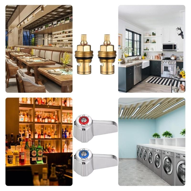 Faucet Valves Hot and Cold Knob Handle with Stem Hand Wash Sink Faucet Handle Commercial Faucets Parts Enduring