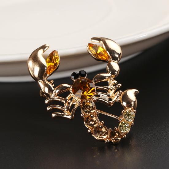 Women Fashion Animal Scorpion Crystal Rhinestone Scarf Brooch Pin Party Jewelry