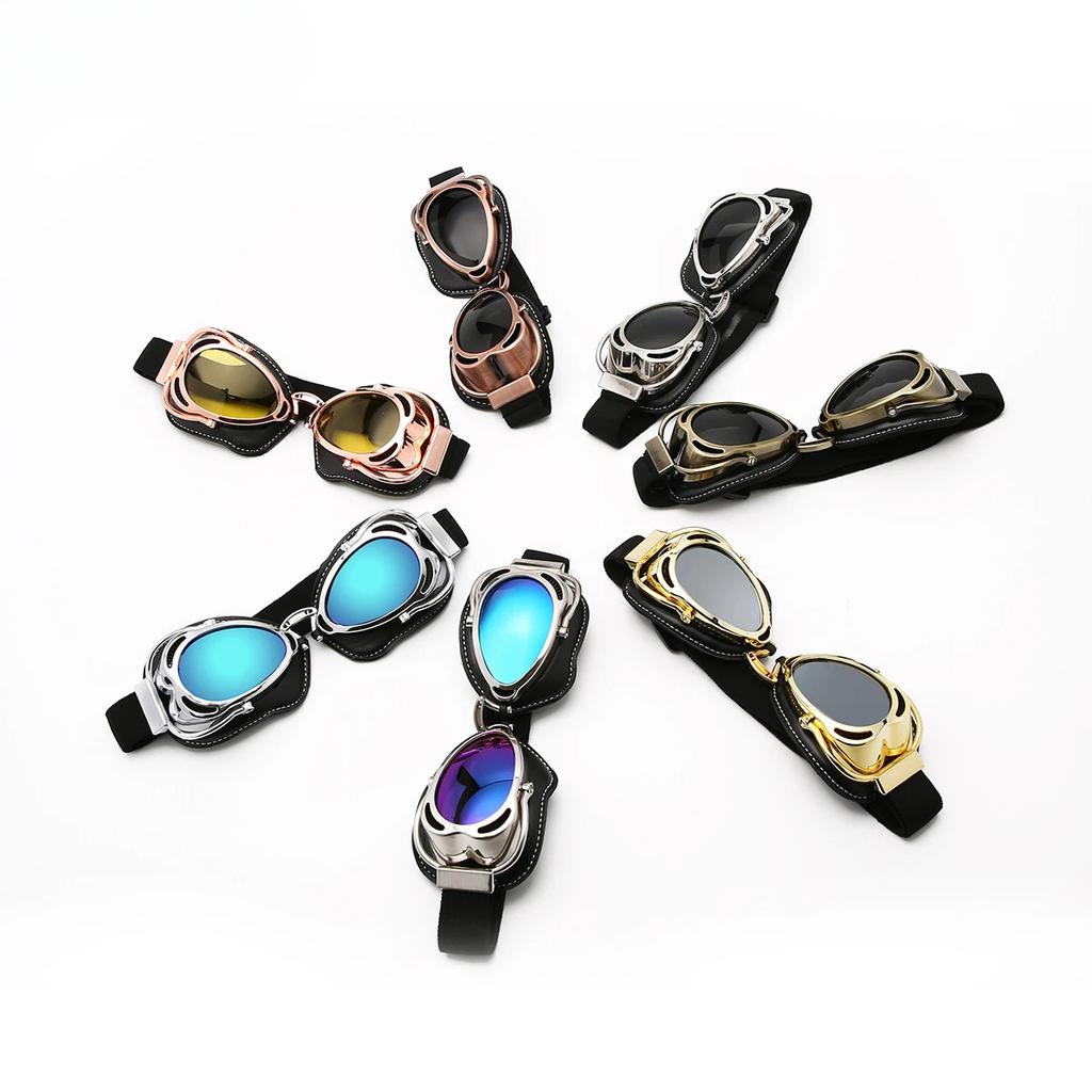Motorcycle Glasses Motocross Goggles Retro Vintage Foldable Windproof Sunglasses Riding Eye Wear for Pilot Helmet Glasses