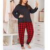 Dame Plus Size Buffalo Check Jogger Pyjamasæt Langærmede og Kortærmede Toppe og Bukser 2-delt Matchende Pyjamas Nattøj Loungesæt Blødt Sød 1XL-5XL