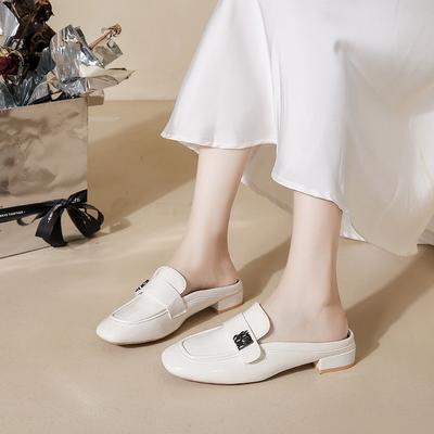 Summer Fashionable Square-toe Sexy Casual Slippers, Elegant Large-size High-heeled Half-slippers, Suitable for Women To Wear