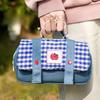 Adorable Bitten Apple Design Pencil Case Sweet American Denim Stationery Organizer with Handle Spacious Pencil Bag for School