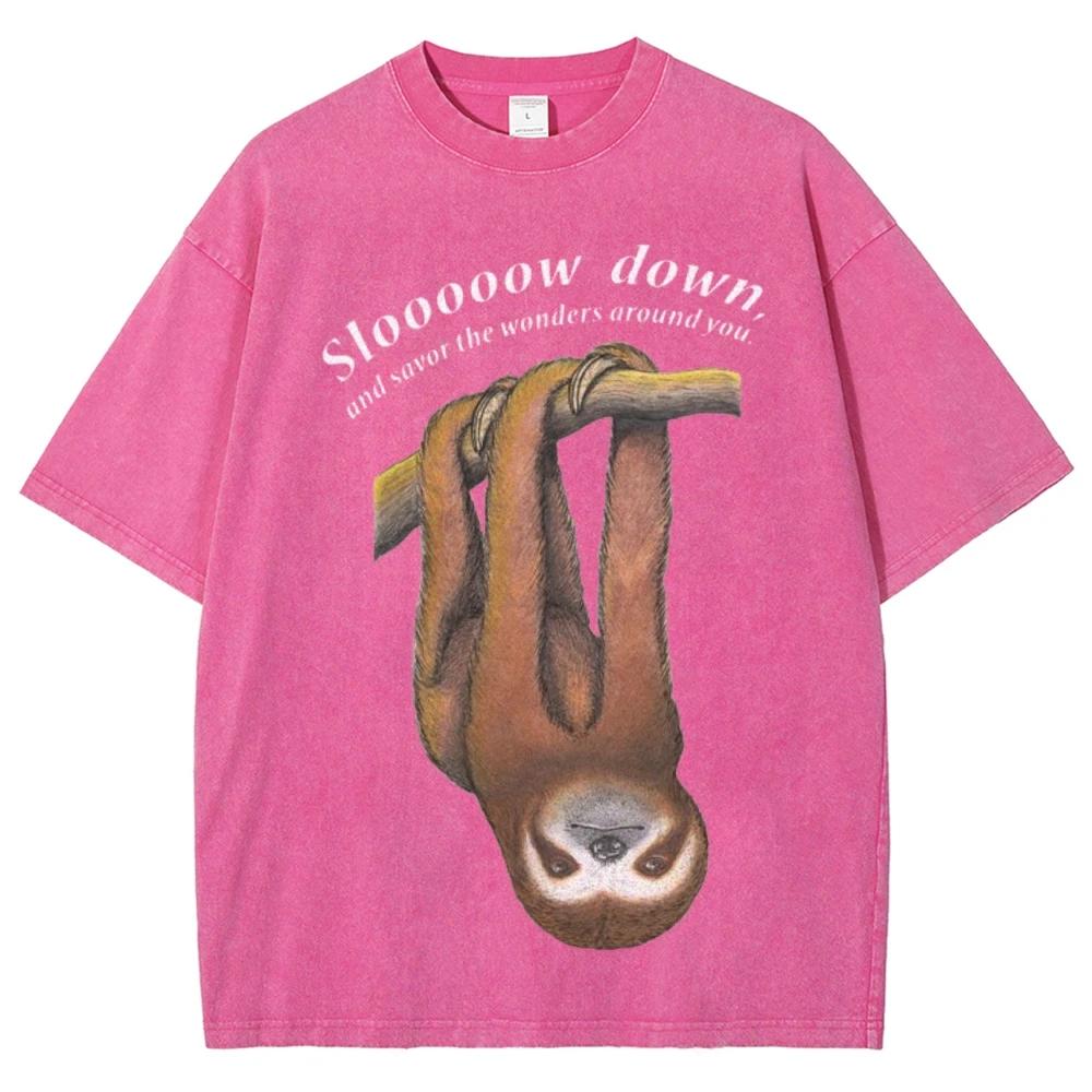 Retro Cartoon Hanging Long arm monkey print T-shirt water wash vintage style men's and women's short sleeve shirt
