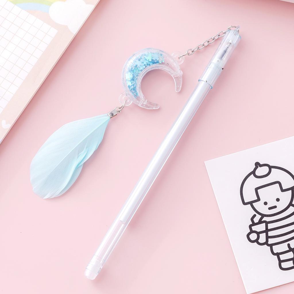 School Season 10pcs 0.5mm Cute Pendant Neutral Pen Sequins Moon Pen Creative Cartoon Elementary School Student Black Water Pen