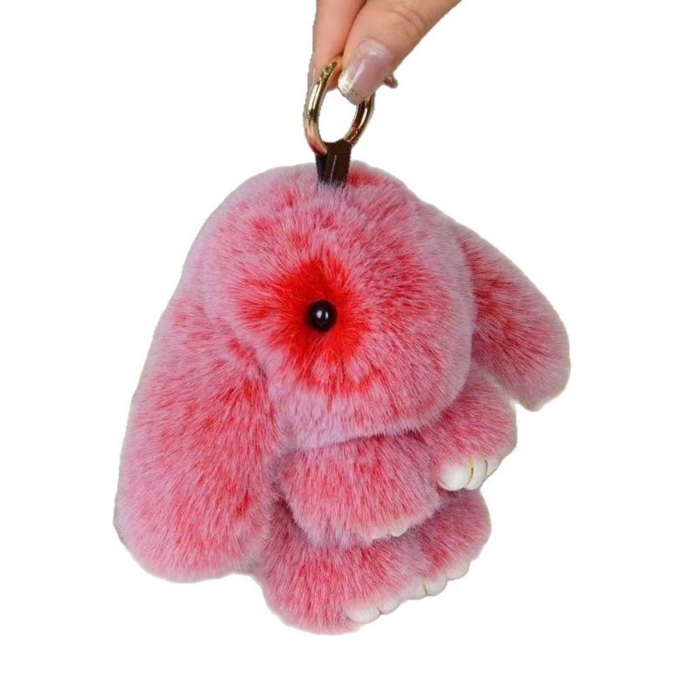 Fashion Play Dead Rabbit Doll Fluffy Plush Rabbit Pendant Bag Pendant Rabbit Fur Keychain  Women