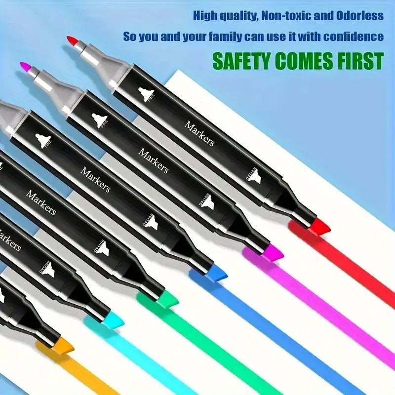24-168Colors Dual Tip Art Markers Set, Alcohol Markers for Adult Students, Professional Sketch Pens for Drawing/Sketching/Manga