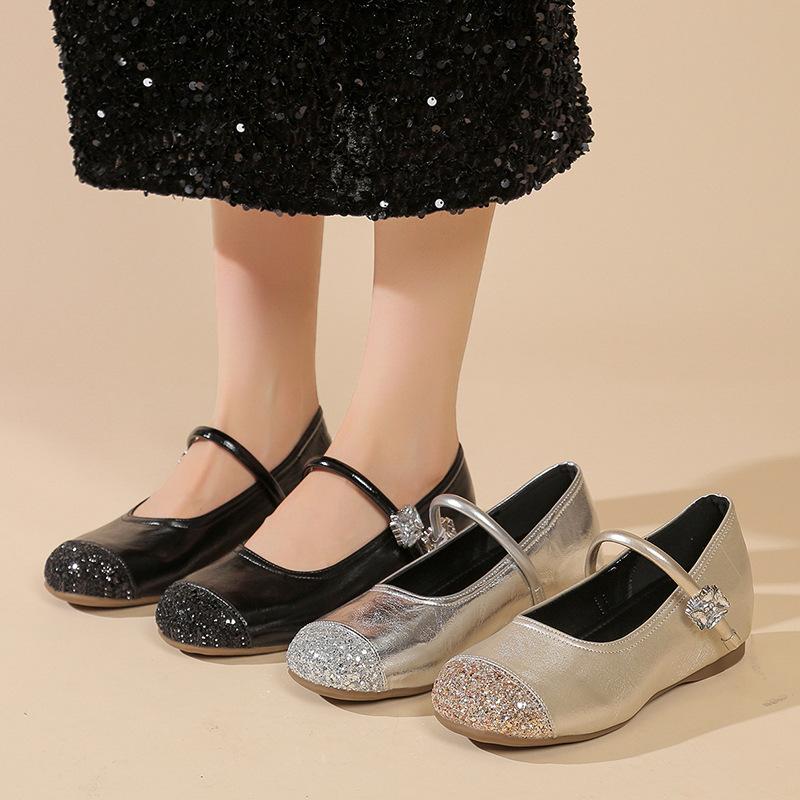 Mary Jane Shoes Shallow Buckle Single Shoes Women's 2025 Spring New Korean Version Square Head Flat Bottom Shallow Mouth Soft Sole Doudou Shoes