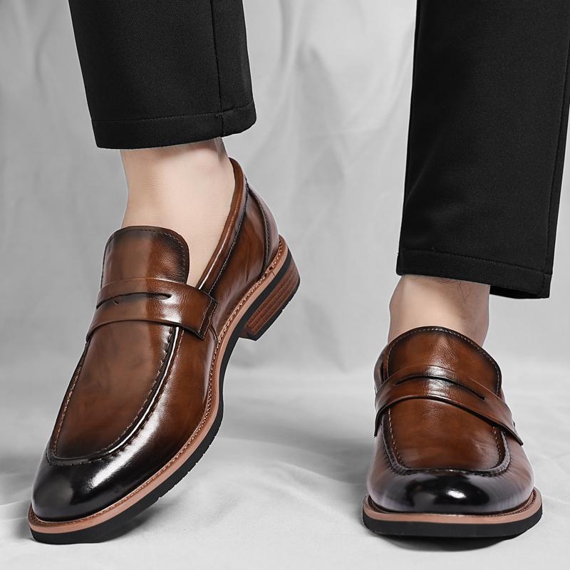 Fashion High Quality Genuine Leather Business Casual Shoes Fashion Comfortable Soft Loafers Large Sizes 37-48 Men's Elegant Party Shoes