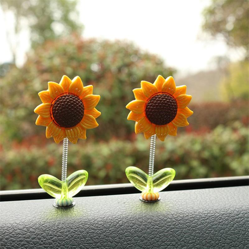 Car Ornaments NEW 5pcs Cute Sunflower Design Car Dashboard Car Window Edge Decoration Car Interior Decoration Accessories