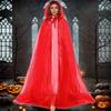 Sheer Hooded Cape For Halloween Costumes Lightweight Breathable Mesh Cloak Party Decorations Halloween Costume Accessory