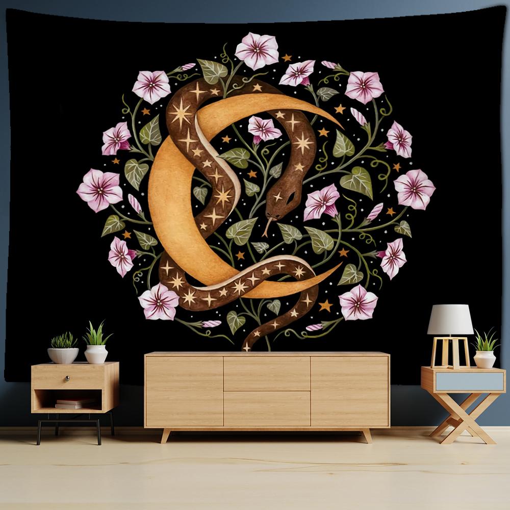 Art Illustration Tapestry Wall Hanging Psychedelic Witchcraft Tapiz Sun And Moon Aesthetics Room Home Decor