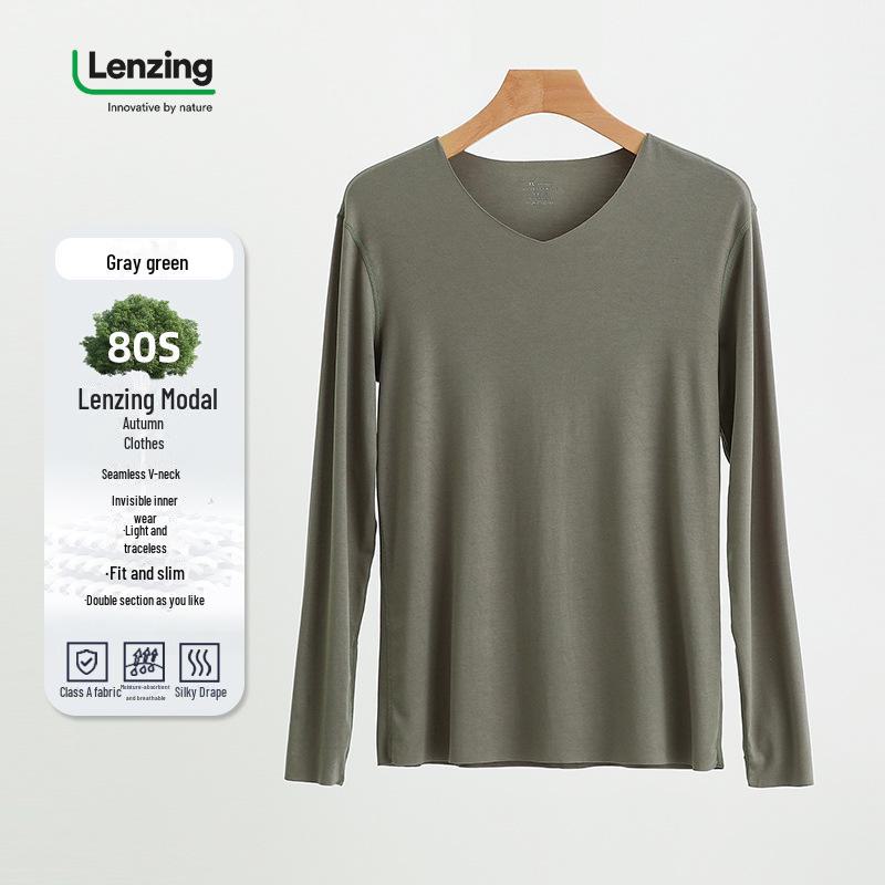 Men's V-Neck Thermal Underwear Set – Modal Autumn Top and Pants 