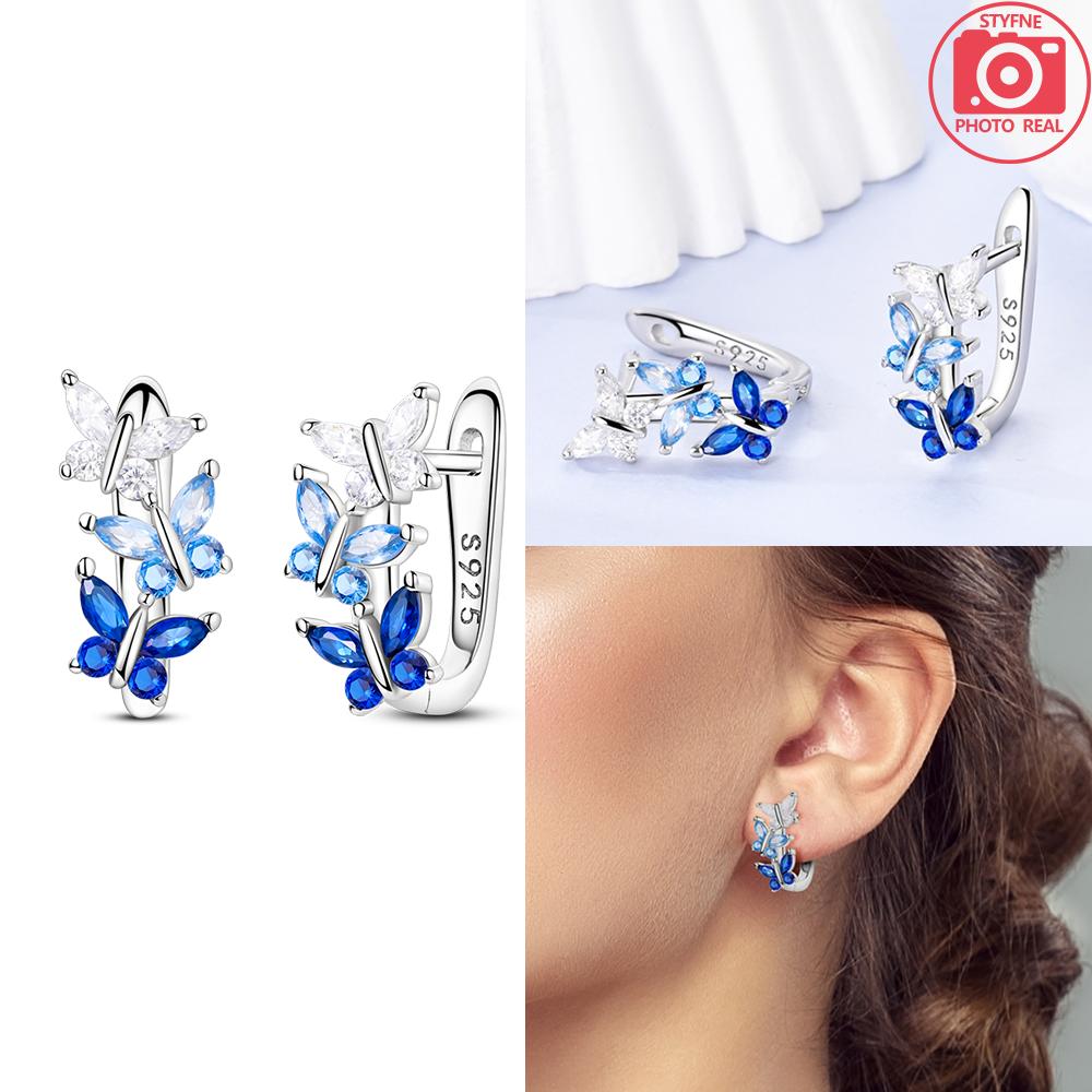 Hoop Earrings 925 Silver Certified Red Bow Heart Zircon Stud Earrings Lady's Anniversary Gift Luxury Jewelry