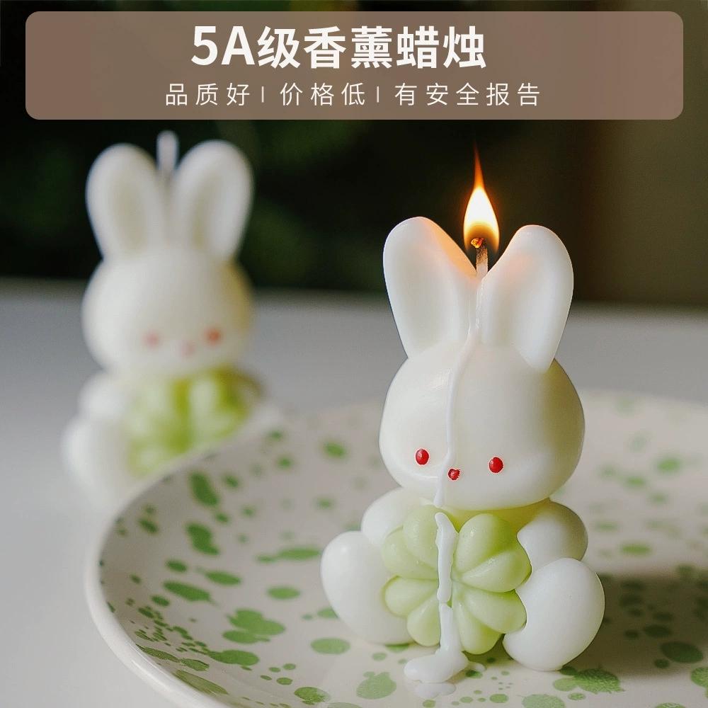 5Pcs Cute Rabbit Soy Wax Scented Candle, Aromatherapy Decor Ornament, Wedding Souvenir & Holiday Gift Wholesale