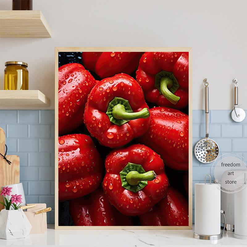Food Fruit Series Orange Peppers Strawberry Apple Kiwi Art Poster Canvas Painting Wall Prints Picture for Kitchen Home Decor