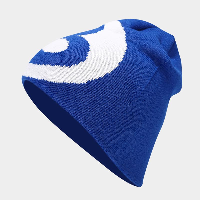 Thermal Skull Cap #8 Black Jacquard Knit Beanie Hat Windproof Outdoor Cycling Gear for Travel