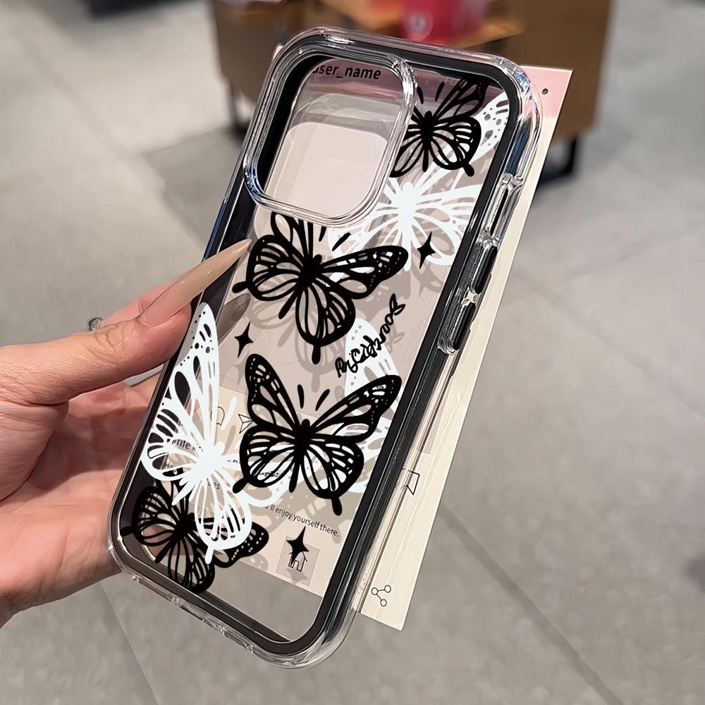INS Butterfly Phone Case For iPhone 16 Pro Case iPhone 17 15 11 12 13 14 Pro Max 2 IN 1 Candy Color Soft Shockproof Bumper Cover
