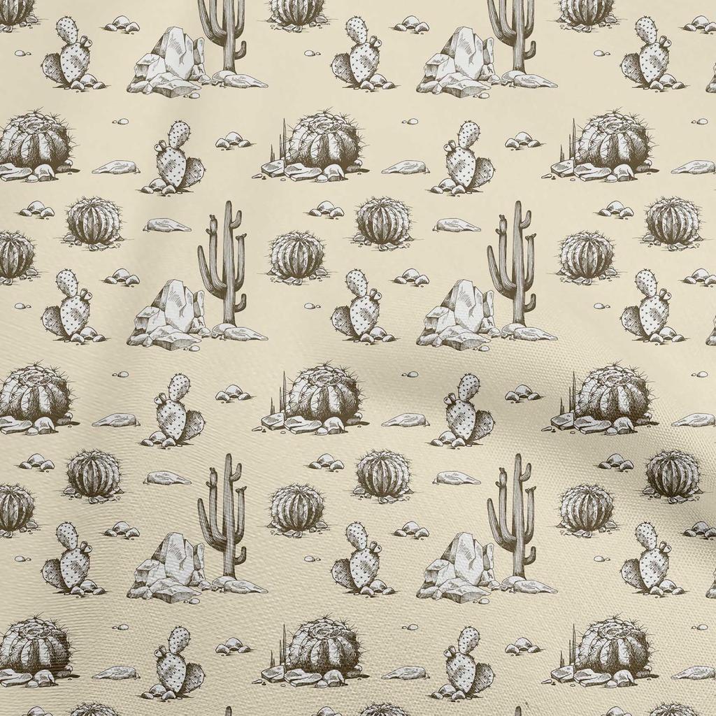 oneOone Georgette Viscose Gray Fabric Cactus Craft Projects Decor Fabric Printed By The Yard 42 Inch