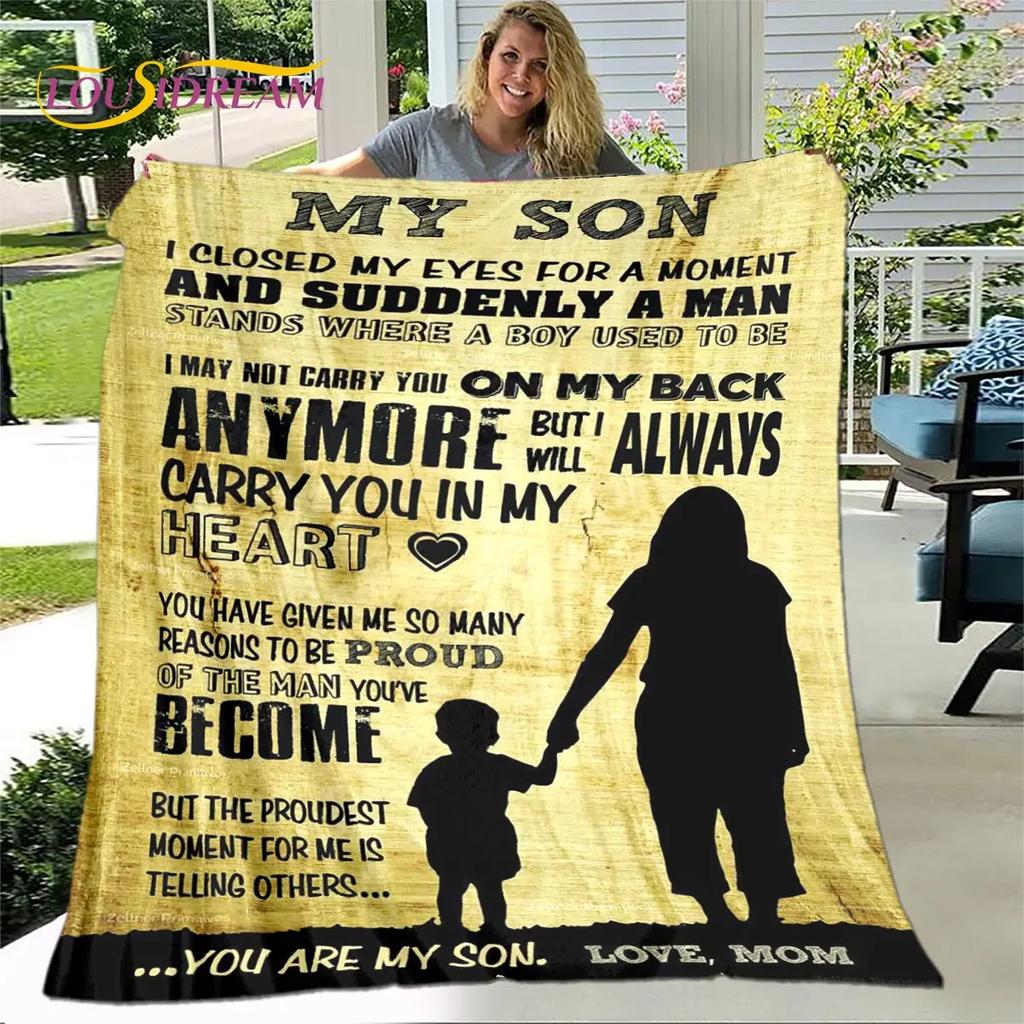 To My Son Plush Lion Wolf Dragon Eagle Quilt Blanket Soft Flannel Throw for Living Room Bedroom Bed Sofa Perfect Gift for Son