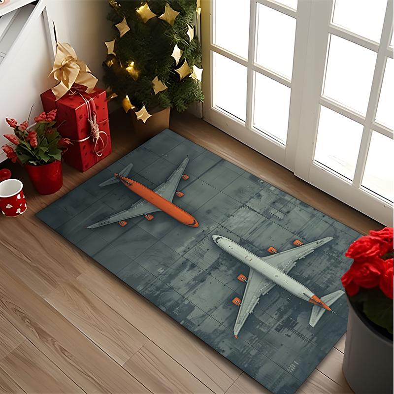 1pc Airplane Rug, Comfortable Printed Home Area Carpet, Cozy Office Chair Rug