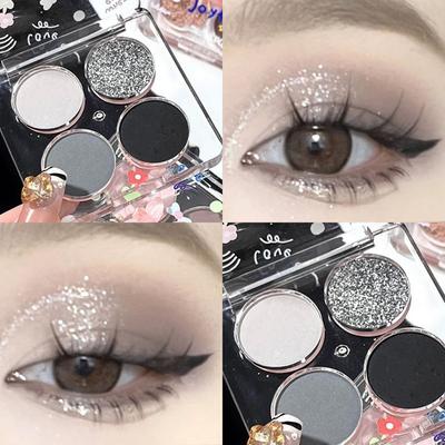 FUGU UP Smokey Eyeshadow Diamond Shadow Cool Tone Eye Palette Wasserfester Lidschatten, Schwarz * 1, 1
