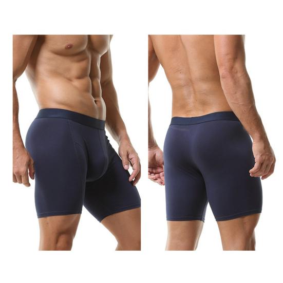 Men Boxer Briefs Mid-rise Elastic Waist U-Convex Shorts Underwear Solid Color Breathable Slim Fit Design Panties