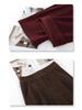 Ankola Women's 2024 Red Tweed High-Waisted Slimming Pants - Autumn/Winter Style, Eight-Point Wide-Leg Design