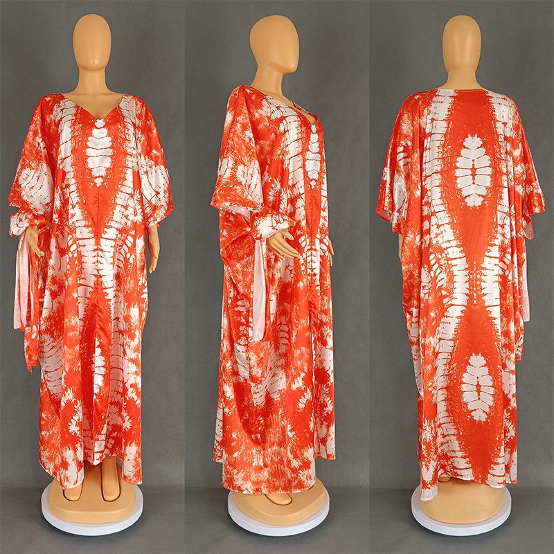 European & American Retro Ethnic Style Print Cloak Dress 8903 - Short Sleeve Women's Clothing