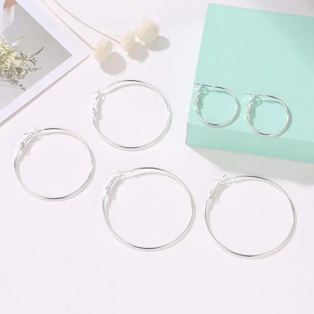 6pair/set Punk Big Smooth Circle Round Hoop Earrings Exaggerate Big Women Trendy Large Hoop Earrings Brand Loop Earrings Jewelry
